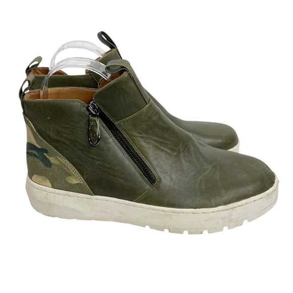 VIONIC Brinkely Side Zip Leather Sneaker Bootie Olive Green Camo Size 8 - Picture 5 of 8